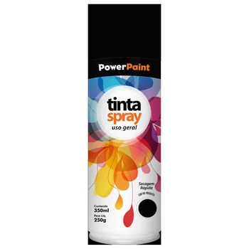TINTA AEROSSOL PRETO FOSCO USO GERAL 350 ML250G ONU 1950 CLASSE 2.1 AEROSSOIS (zoom)