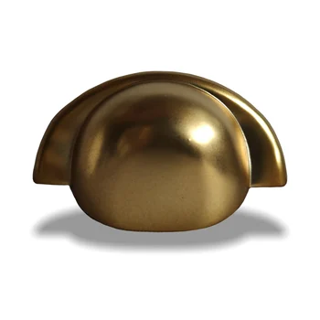 Puxador Concha Gaveta Móveis Entre Furos 64mm Dourado Fosco (zoom)