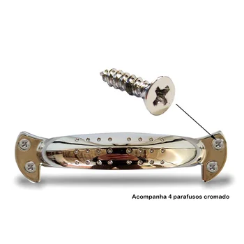 Puxador Alça Criativa Metal Zamac Cromado 142mm Comprimento (zoom)