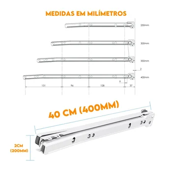 Corrediça de Gaveta 40cm Next Branco 15kg 53010240