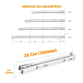 Corrediça de Gaveta 40cm Next Branco 15kg 53010240 (5)
