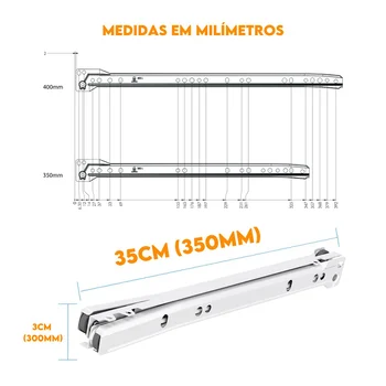 Corrediça de Gaveta 40cm Extra Cinza 15kg 53040140de Gaveta 40cm Next Branco 15kg 53010240 (3)