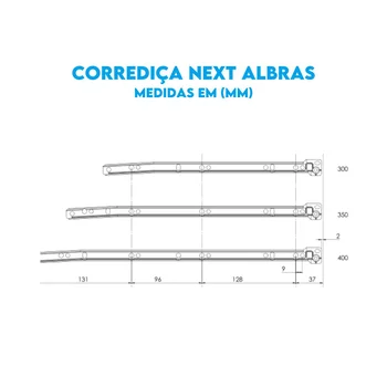 Corrediça de Gaveta 30 cm Next Cinza (zoom)