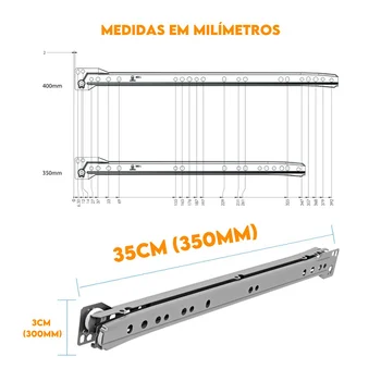Corrediça de Gaveta 40cm Extra Cinza 15kg 53040140de Gaveta 40cm Next Branco 15kg 53010240 (2)