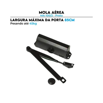 Mola Aérea Hidráulica MA-100/2 Preto Dorma Fechamento Porta até 85 cm 45kg (zoom)