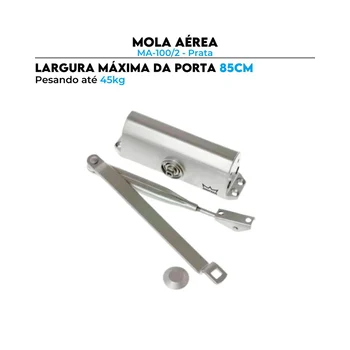Mola Aérea Hidráulica MA-100/2 Prata Dorma Fechamento Porta até 85 cm 45kg (zoom)