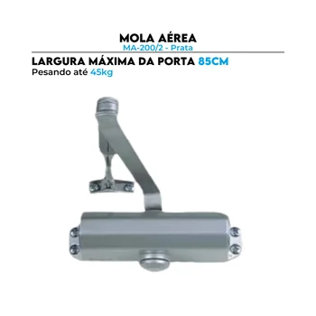 Mola Aérea Hidráulica MA-200/2 Prata Dorma Fechamento Porta até 85 cm 45kg (zoom)