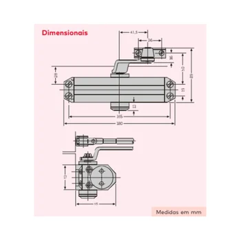 Mola Aérea Hidráulica MA-200/2 Ouro Dorma Fechamento Porta até 85 cm 45kg (zoom)
