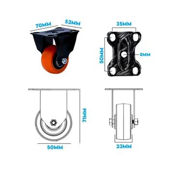 RODIZIO 50MM FIXO PVC - COR: LARANJA (zoom)