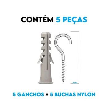 GANCHO 8 + BUCHA NYLON C/ ABA 8 MM - 5 PC 5802073 (zoom)