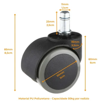 RODIZIO PU ANTI RISCO 50MM PRETO CINZA - 412650.1 (2)