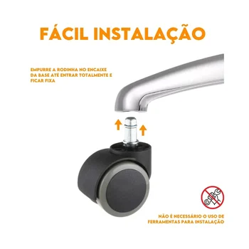 RODIZIO GIRATORIO CADEIRA PU ANTI RISCO 50MM PRETO CINZA (zoom)