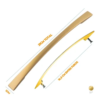 Puxador Armario Alça Curvo 160mm Dourado Fosco (zoom)