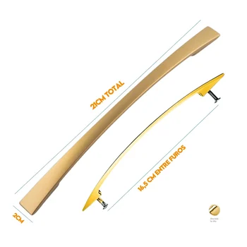 Puxador Armario Alça Curvo 160mm Dourado Brilho (zoom)