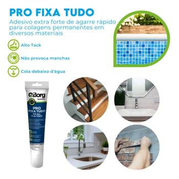 Químicos em geral  Adesivo Poliuretano Bisnaga Pro Fixa Tudo Branco Q-Borg (zoom)