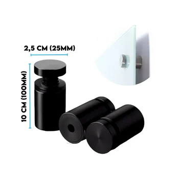 Vidros Prolongador Aço Inox 2,5X10cm Preto (zoom)