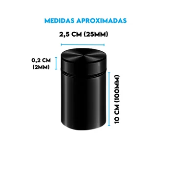 Vidros Prolongador Aço Inox 2,5X10cm Preto (zoom)