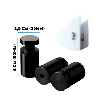 Vidros Prolongador Aço Inox 2,5X5cm Preto (zoom)