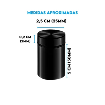 Vidros Prolongador Aço Inox 2,5X5cm Preto (zoom)