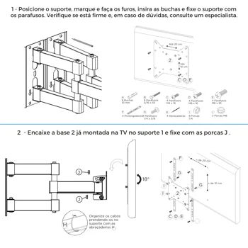 Acessórios para TV Suporte para TV 26” a 75”  Triarticulado Multivisão (zoom)