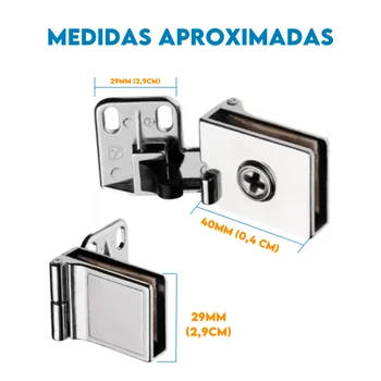 Dobradiça Vitrine  Encaixe 3 a 6mm Polido (zoom)