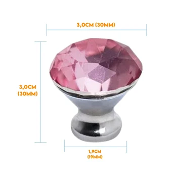 Puxador Cristal Shine 30mm Rosa (zoom)