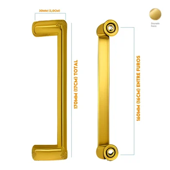 Puxador Armario Alça Reto 160mm Dourado Fosco (zoom)