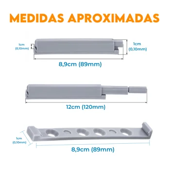Pulsador Magnético Para Moveis Cinza (zoom)