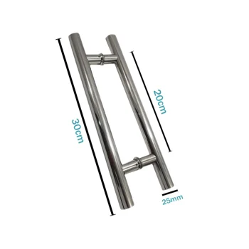 Puxador H Duplo Redondo Inox Escovado 30x20cm Diâmetro 25mm - 3212003020