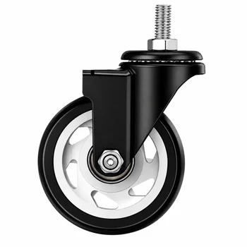 rodizios-rodas-e-rodinhas Rodizio Espiga Giratorio 75MmPVC Rosca M12 Sem Trava Preto (zoom)