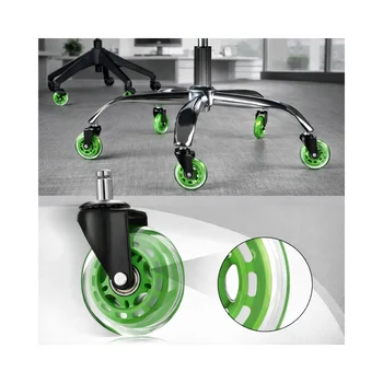 rodizios rodas e rodinhas Rodizio Cadeira Escritorio 75Mm Pu Transparente Verde (zoom)