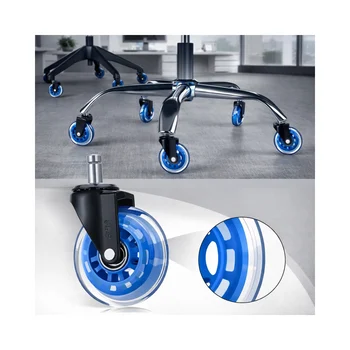 rodizios rodas e rodinhas Rodizio Cadeira Escritorio 75Mm Pu Transparente Azul (zoom)