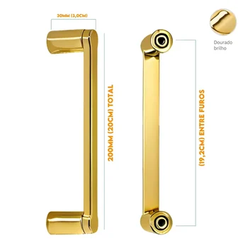 Puxador Armario Alça Reto 192mm Dourado Brilho 50082192