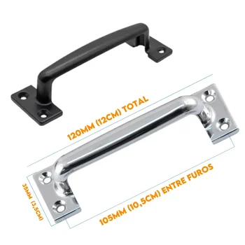 Puxador Alça 120mm  Preto Fosco 5003120
