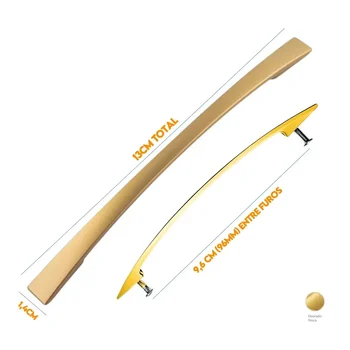Puxador Armario Alça Curvo 96mm Dourado Fosco 503081296