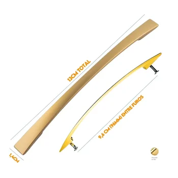 Puxador Armario Alça Curvo 96mm Dourado Brilho 50308296