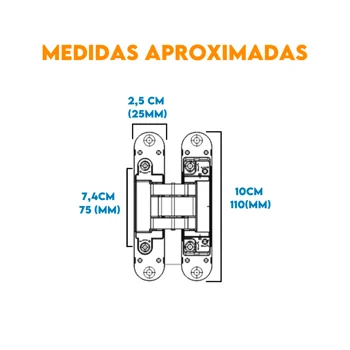 Dobradica Invisivel 3D 110mm Para Moveis, E Acessorios: Parafusos - De Metal Comum (normal)
