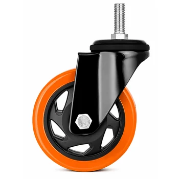 rodizios-rodas-e-rodinhas Rodizio Espiga Giratorio 75MmPVC Rosca M12 Sem Trava Laranja (normal)