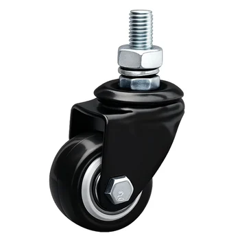 rodizios-rodas-e-rodinha Rodizio Espiga Giratorio 50MmPVC Rosca M10 Sem Trava Preto (normal)