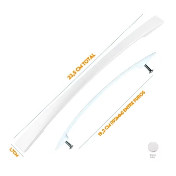 Puxador Armario Alça Curvo 192mm Branco Brilhante 5001192