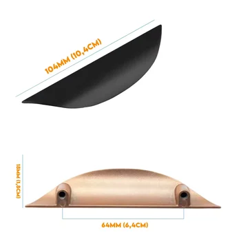 Puxador Armario Concha Aberta 64mm 104mm Preto Fosco 50031364
