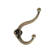 Gancho Cabide de Parede Grande Duplo Vertical Zamac Antique Fosco