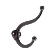 Gancho Cabide de Parede Grande Duplo Vertical Zamac Preto Fosco