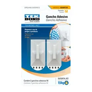 2 Ganchos Adesivo Quartzo M 1,5kg Branco Tekbond 20801000402
