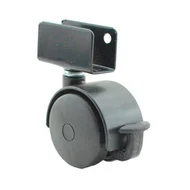 Rodinha RD40 Chapa U Para Berço 15x40mm Com Trava Preto
