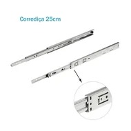 Corrediça Telescópica 25CM H35 Cinza 25kg