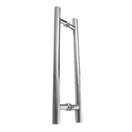 Puxador H Duplo Redondo Inox Polido 60x40cm Diâmetro 32mm