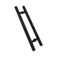 Puxador Para Porta H 45x30cm Duplo Redondo Preto Aço Inox