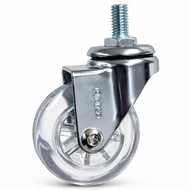 Rodizio Espiga Giratorio 50mm Pu Rosca M8 Sem Trava Transparente