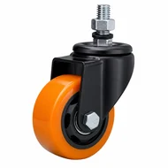 Rodizio Espiga Giratorio 50mm PVC Rosca M10 Sem Trava Laranja